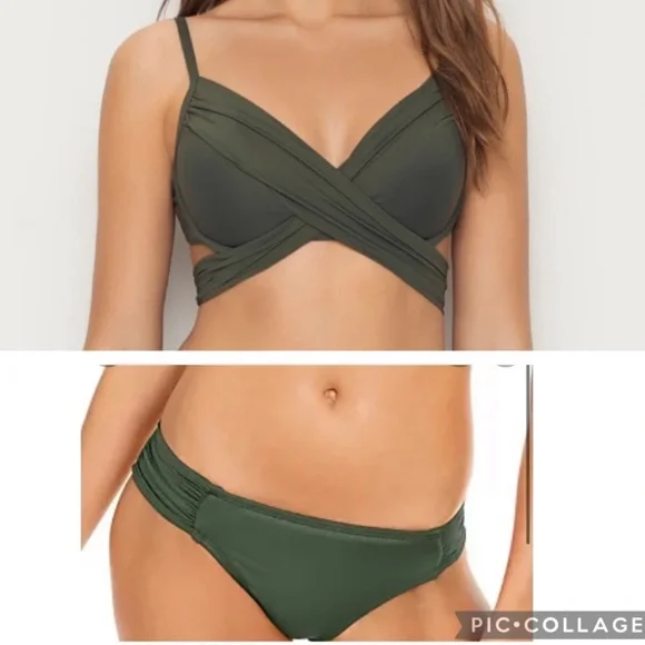 La Blanca Island Goddess Underwire Standard Island Goddess Shirred Hipster Set - Picture 1 of 7